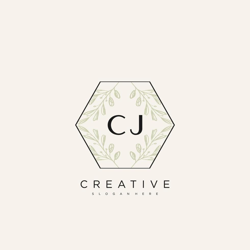 CJ Initial Letter Flower Logo Template Vector premium vector art