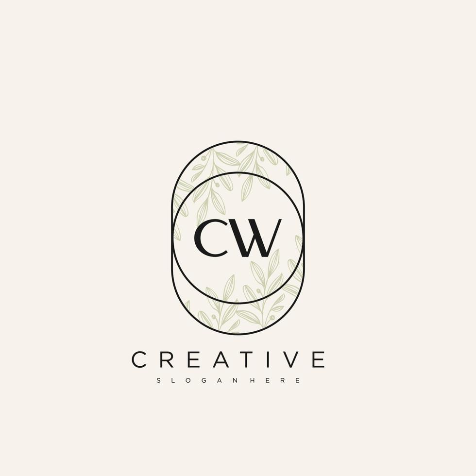 CW Initial Letter Flower Logo Template Vector premium vector art