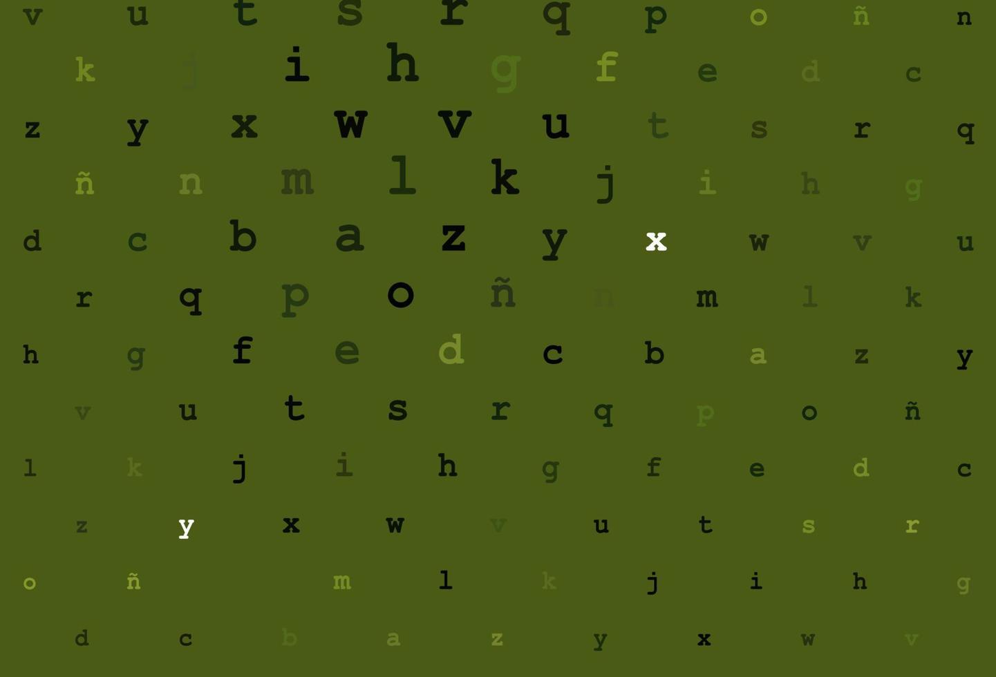 Dark green vector layout with latin alphabet.