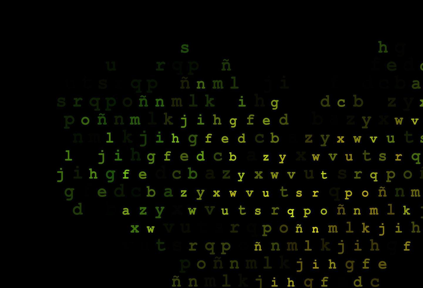 Dark green, yellow vector cover with english symbols.