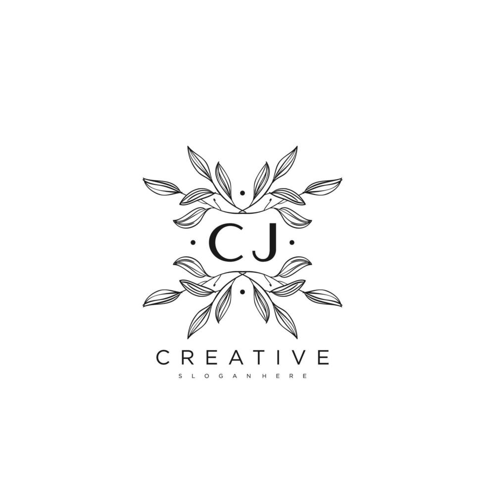 CJ Initial Letter Flower Logo Template Vector premium vector art