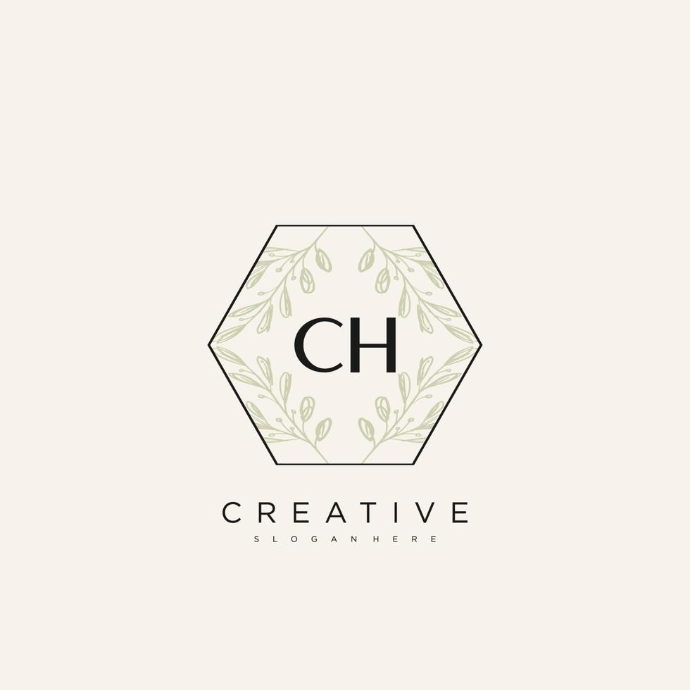 CH Initial Letter Flower Logo Template Vector premium vector art