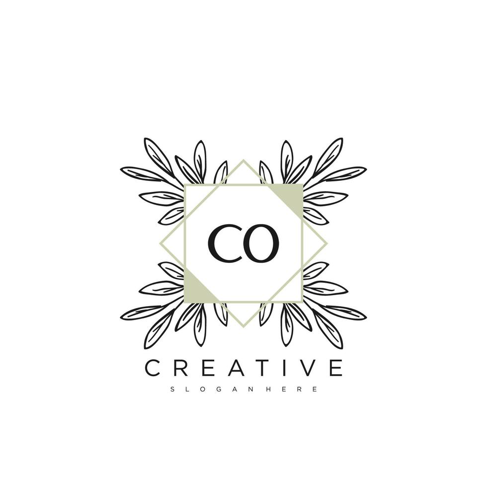 CO Initial Letter Flower Logo Template Vector premium vector art