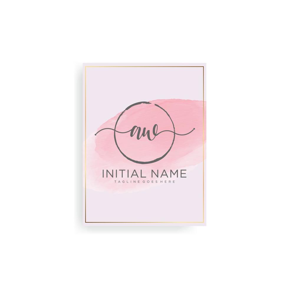 AW Initial Letter Handwriting Logo with watercolor Background Vector. vector