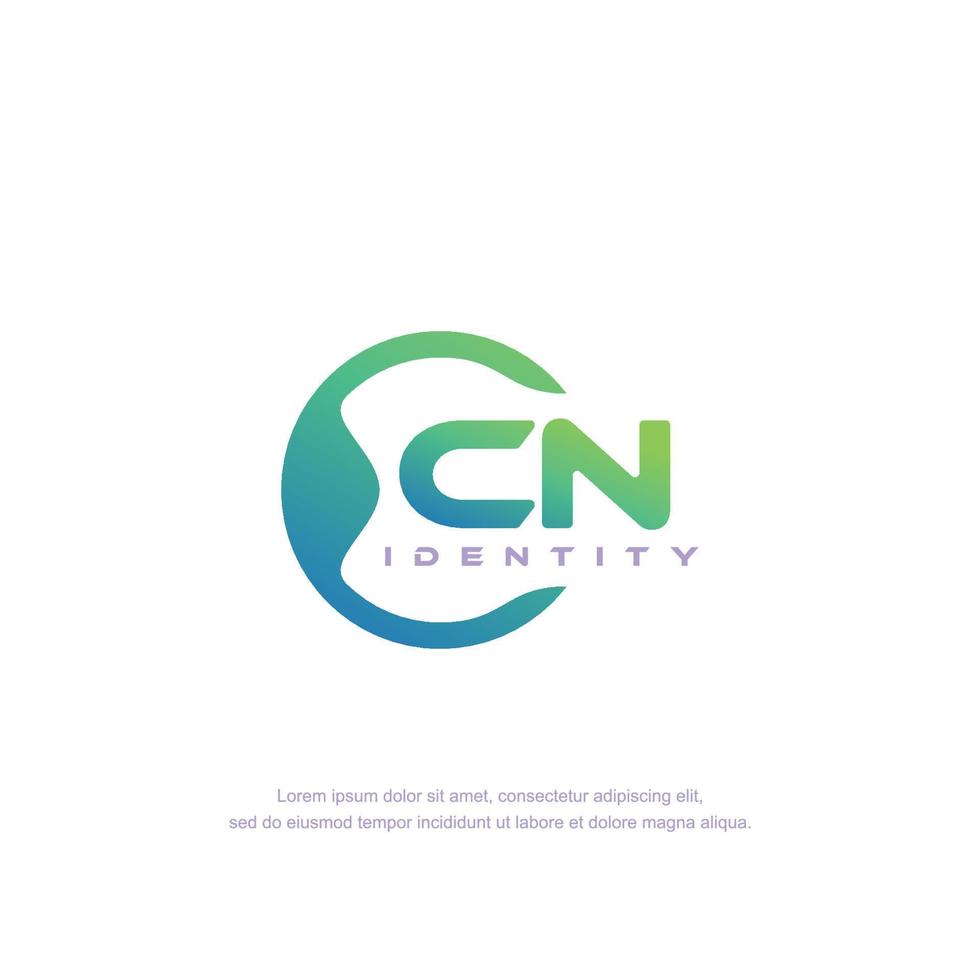 CN Initial letter circular line logo template vector with gradient color