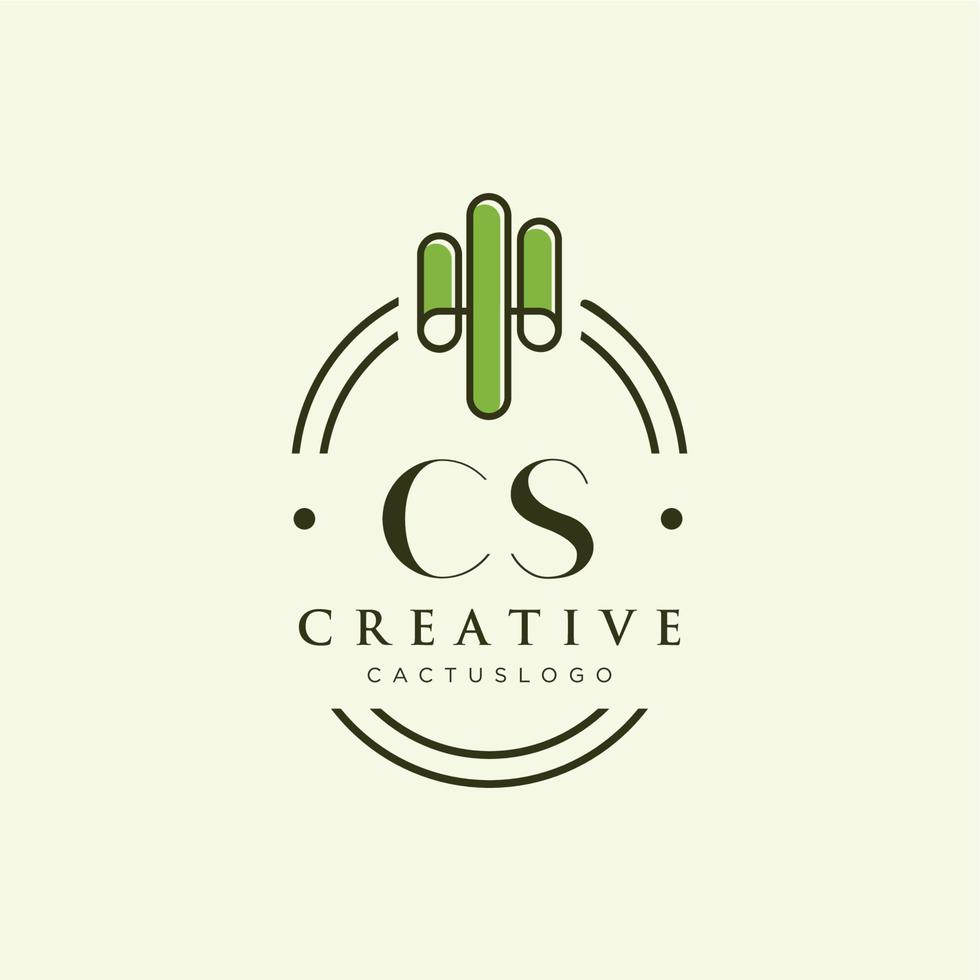 cs letra inicial vector de logotipo de cactus verde