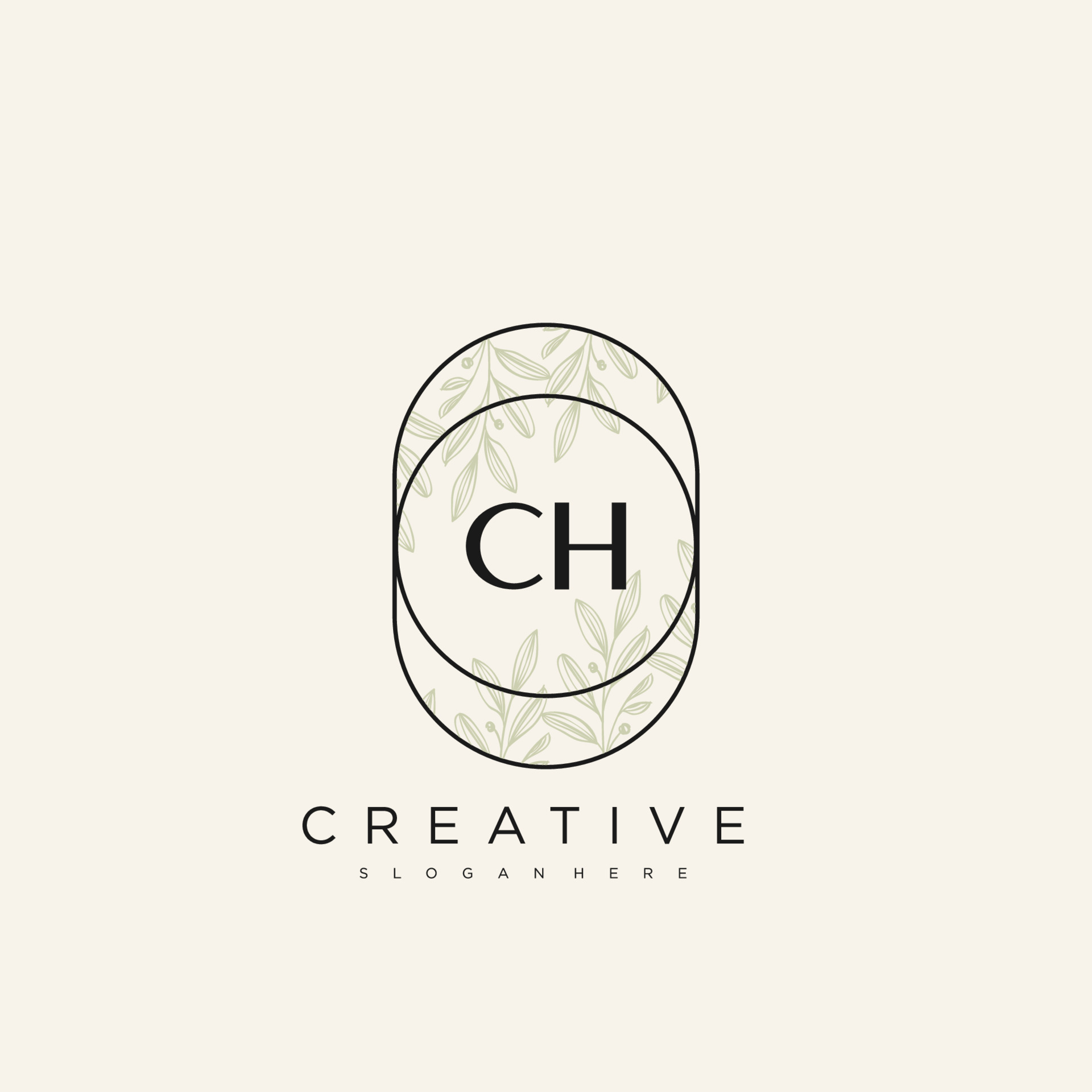 CH Initial Letter Flower Logo Template Vector premium vector art