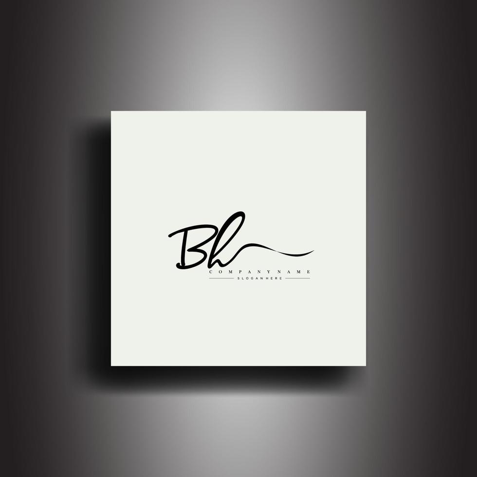 BH Signature style monogram.Calligraphic lettering icon and handwriting vector art.