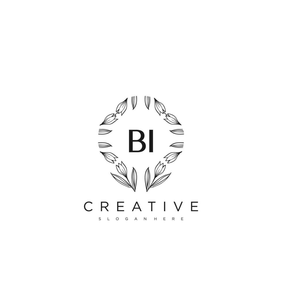 BI Initial Letter Flower Logo Template Vector premium vector art