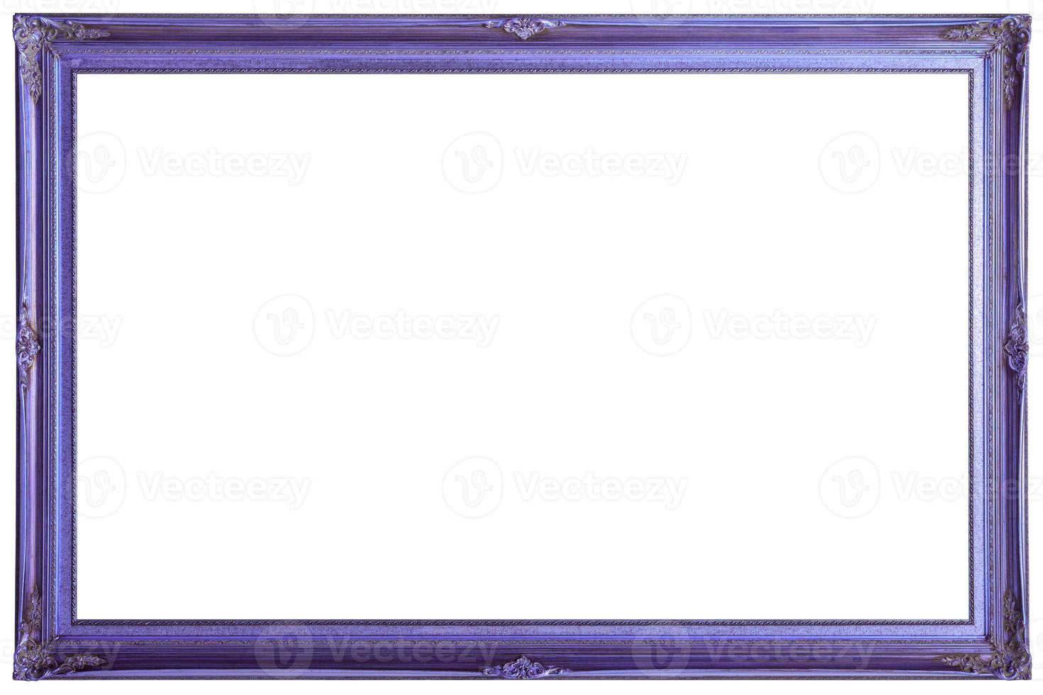 vintage purple wooden painting frame mockup isolated on white background photo