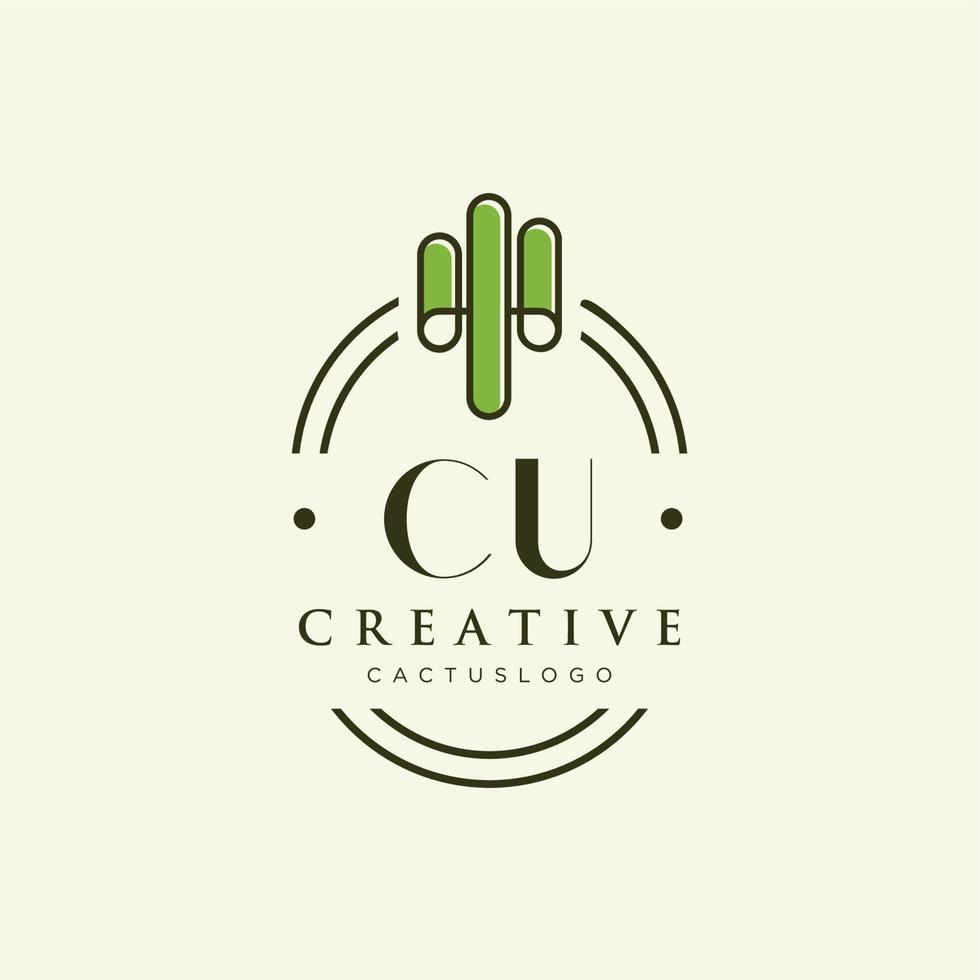 CU Initial letter green cactus logo vector