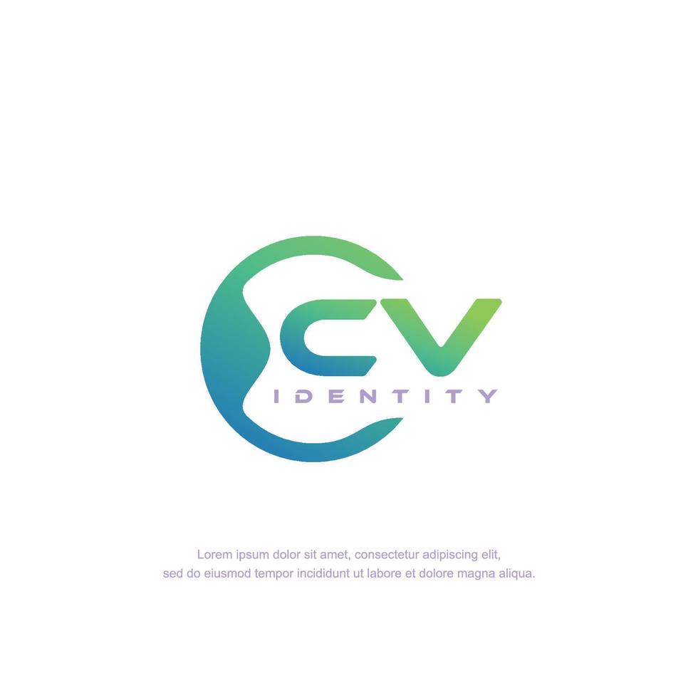 CV Initial letter circular line logo template vector with gradient color