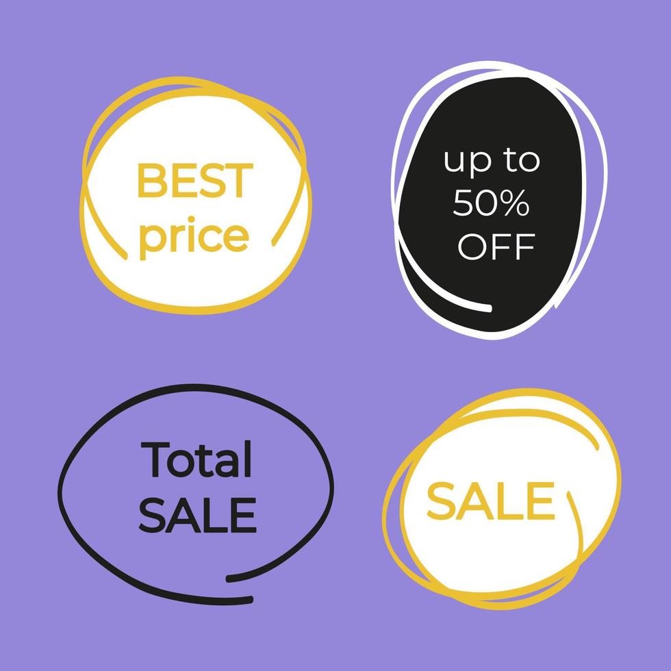 Black Friday sale. Set of discount price tags. Template for shopping tags. Hand-drawn circles. vector