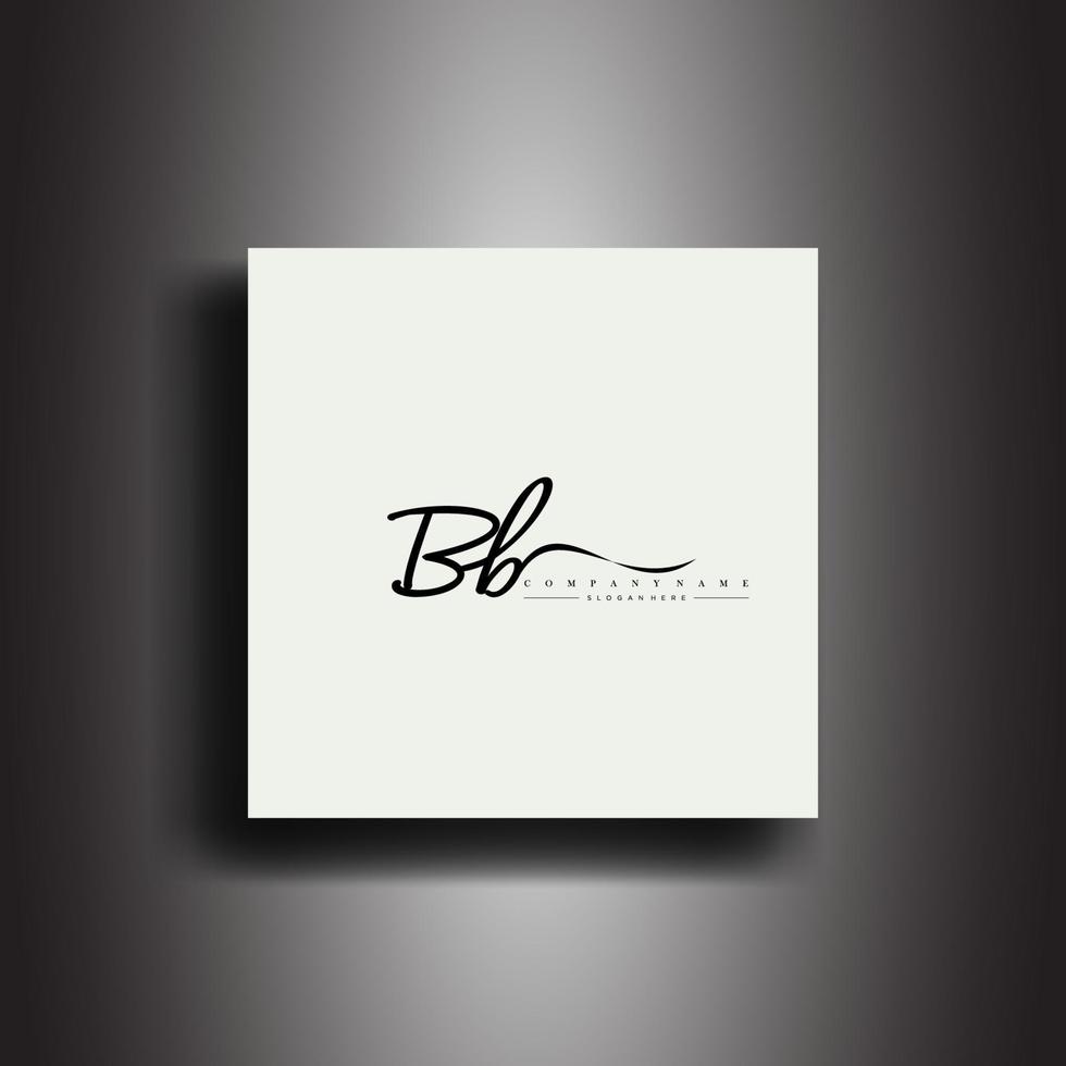 BB Signature style monogram.Calligraphic lettering icon and handwriting vector art.