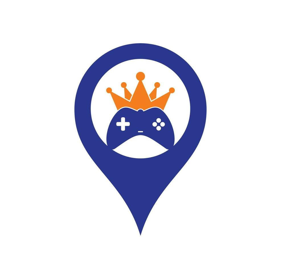 Game King gps shape concept Logo Icon Design. Game Crown Joystick Icon Logo Template vector