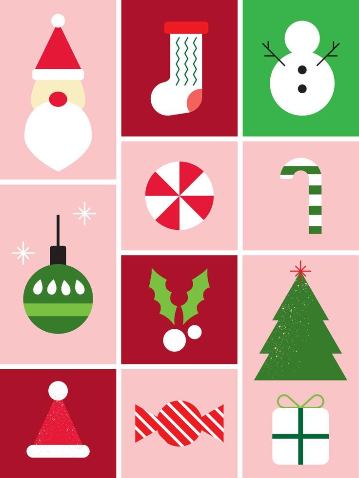 Modern geometric Christmas holiday  elements vector