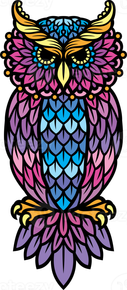Owl Mandala in Boho Style png