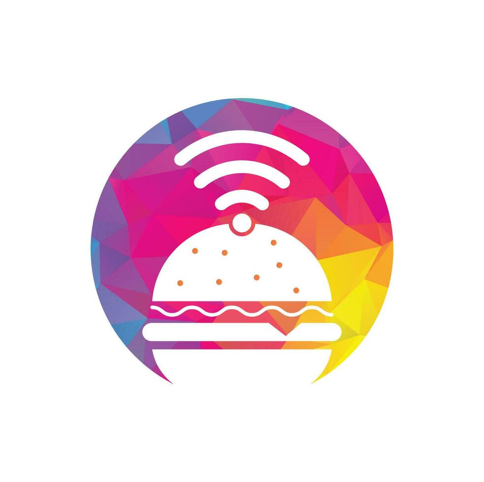 Wifi burger logo design vector icon. Hamburger and WiFi signal symbol or icon.