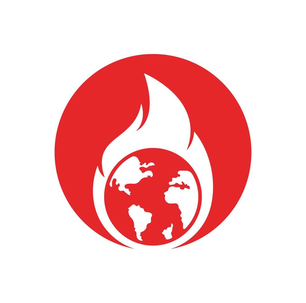 Fire Planet vector logo design template. Fire and earth icon design.