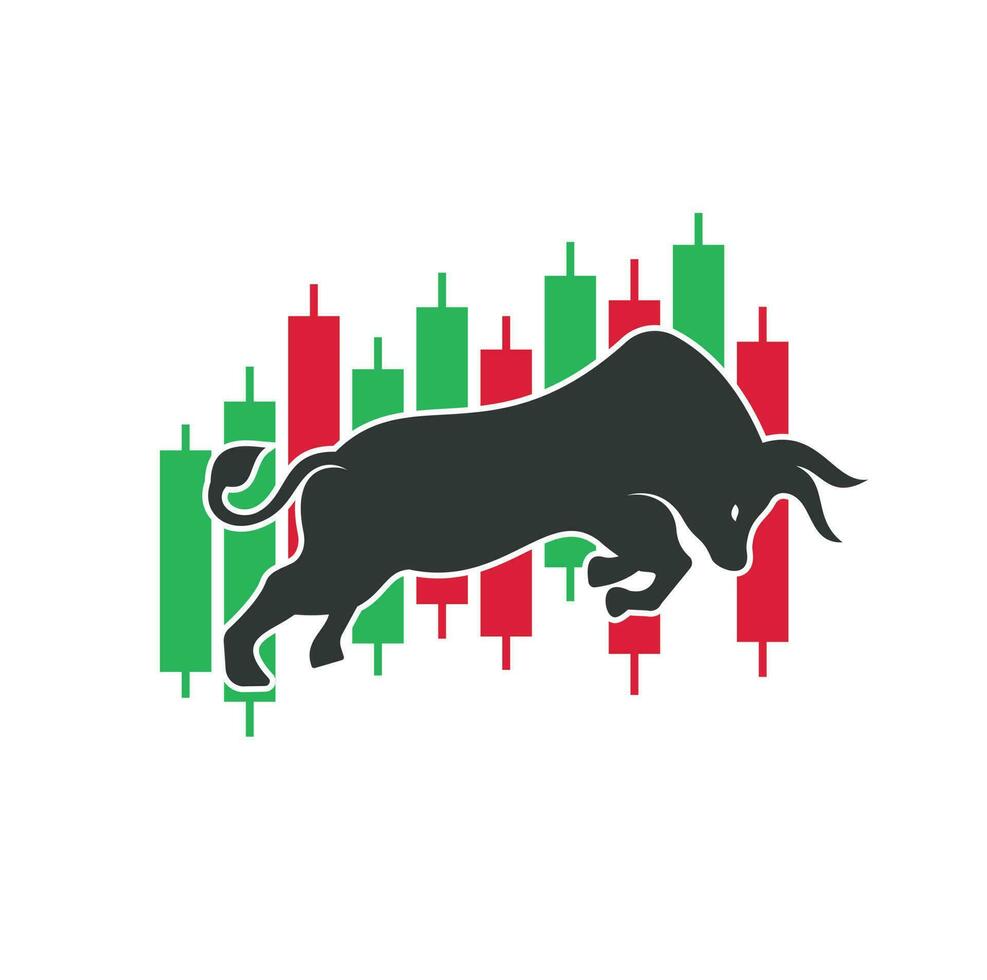 logotipo de comerciante alcista. vector de plantilla de diseño de logotipo forex bull. diseño del logo del toro financiero. gráfico de comercio alcista.