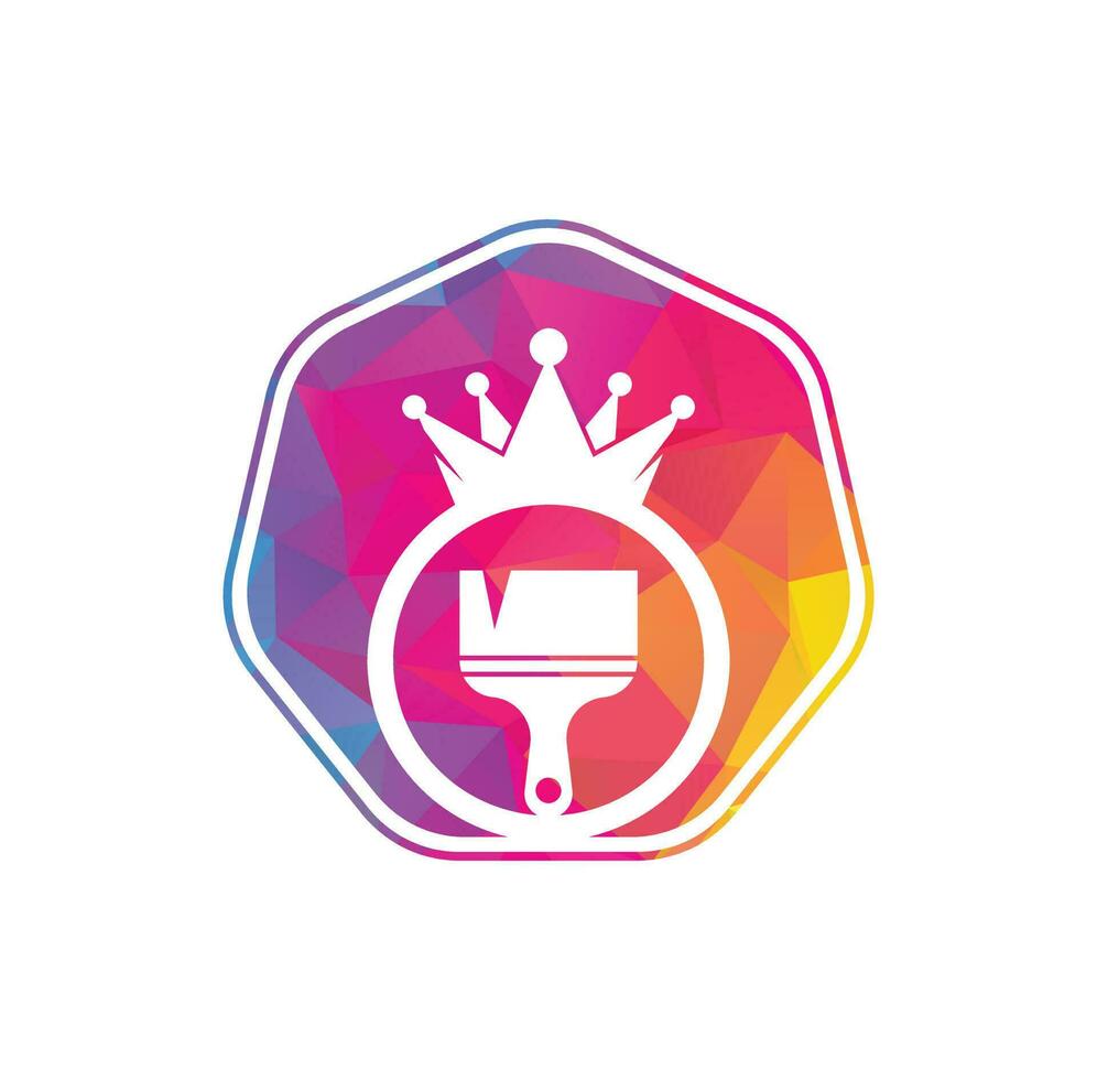 King paint vector logo design. Crown and paint brush icon.