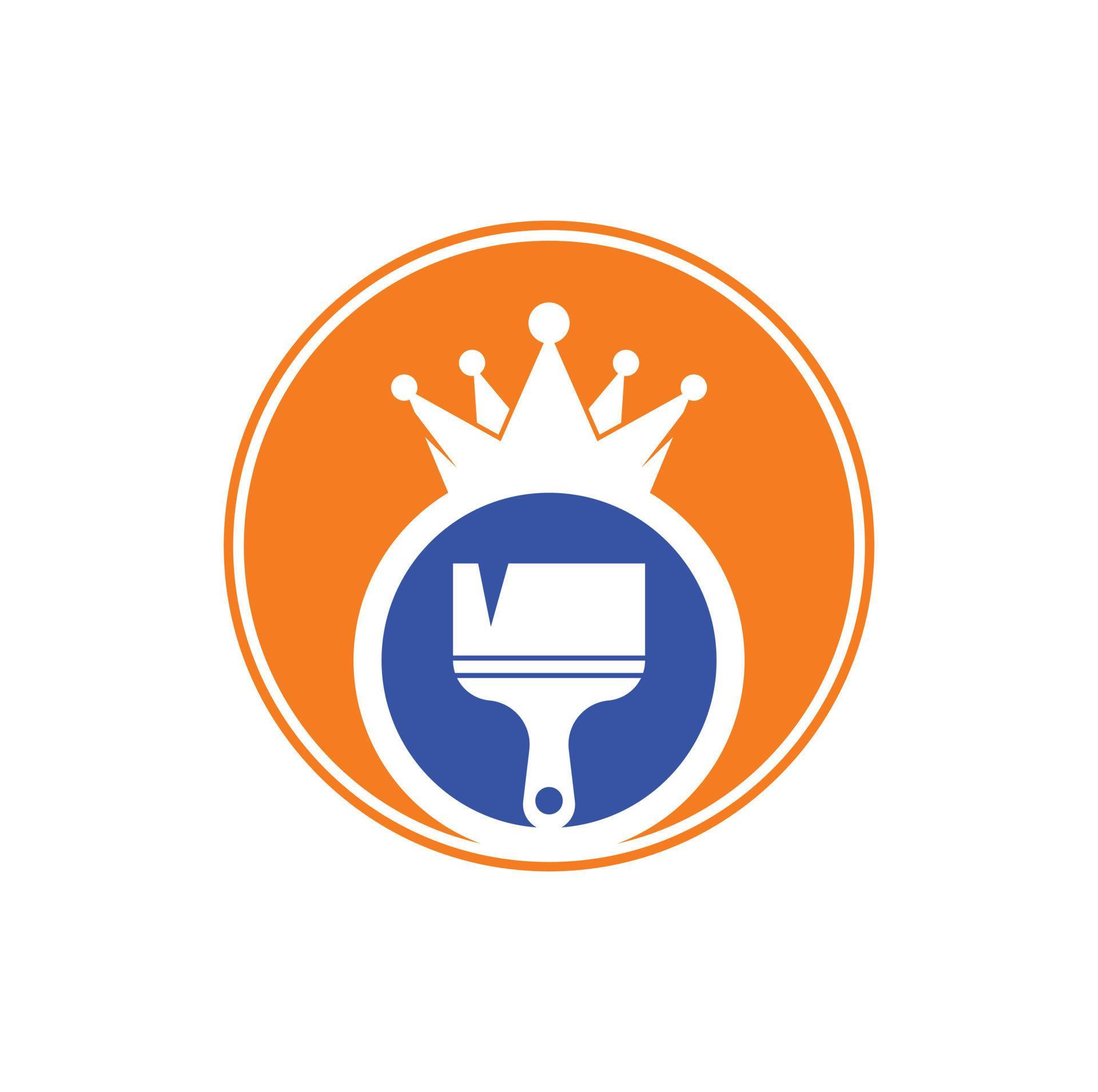King paint vector logo design. Crown and paint brush icon. 12636446
