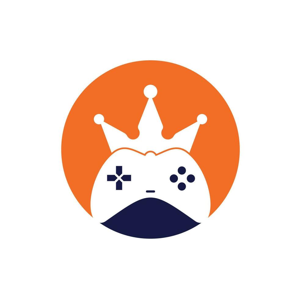 diseño del icono del logotipo del rey del juego. Ilustración de diseño vectorial del logotipo del rey del gamepad. plantilla de logotipo de icono de joystick de corona de juego. vector