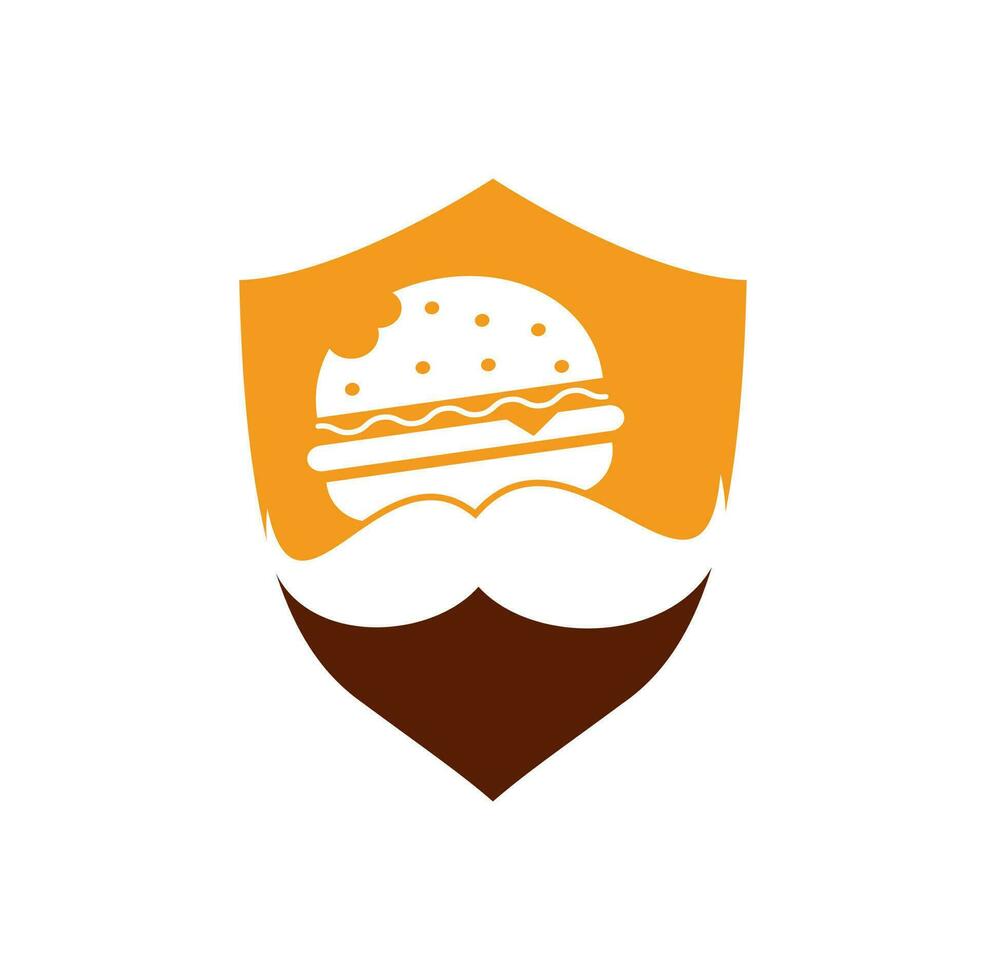 vector de icono de logotipo de hamburguesa de bigote. hamburguesa con concepto de logotipo de icono de bigote.