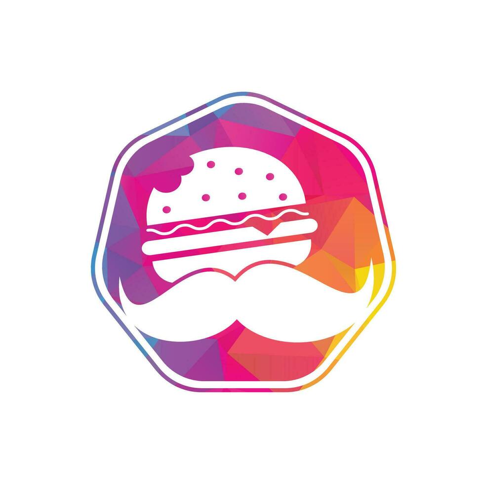 vector de icono de logotipo de hamburguesa de bigote. hamburguesa con concepto de logotipo de icono de bigote.