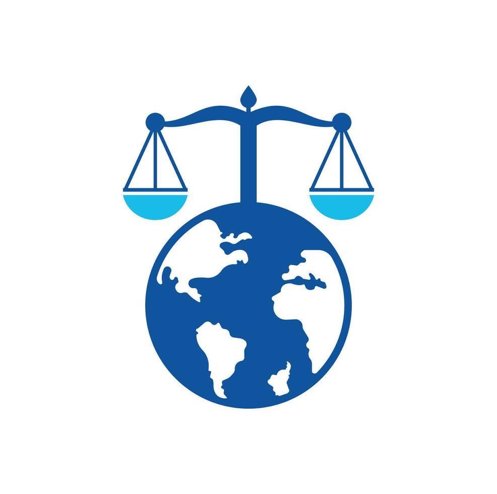 Scales and world symbol or icon. Unique law and globe logotype design template. vector