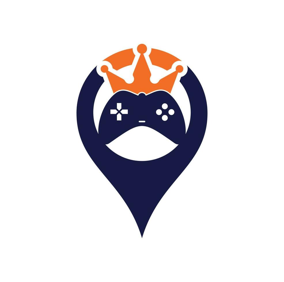 Game King gps shape concept Logo Icon Design. Game Crown Joystick Icon Logo Template vector