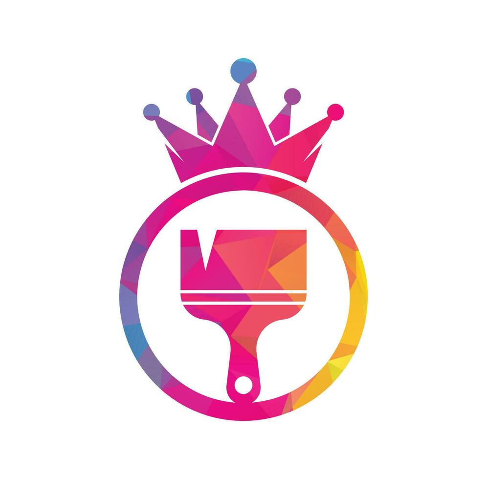 King paint vector logo design. Crown and paint brush icon.