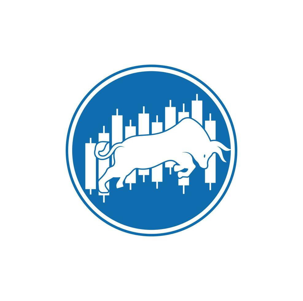 logotipo de comerciante alcista. vector de plantilla de diseño de logotipo forex bull. diseño del logo del toro financiero. gráfico de comercio alcista.