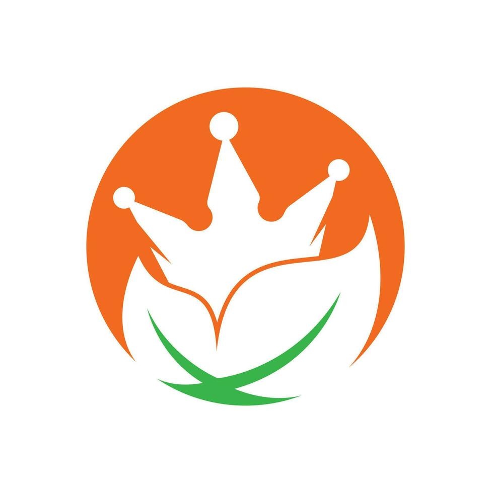 Leaf crown vector logo design. Green leaf crown therapy company logo design template.