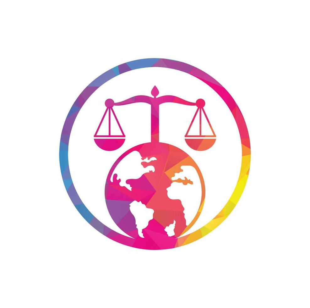 Scales and world symbol or icon. Unique law and globe logotype design template. vector