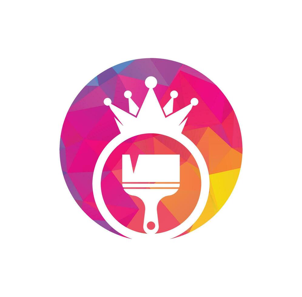 King paint vector logo design. Crown and paint brush icon.