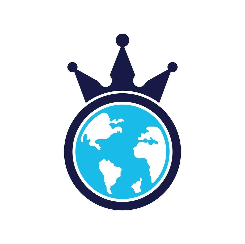 King Planet Vector Logo Design. Globe King Logo Icon Design.