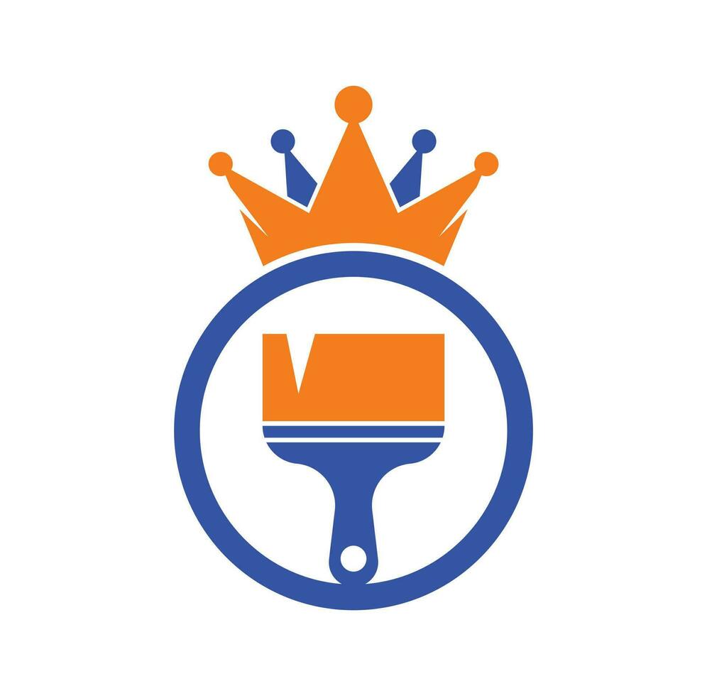 King paint vector logo design. Crown and paint brush icon.