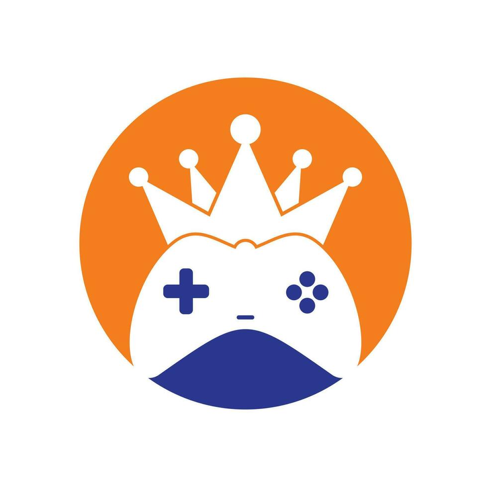 Game King Logo Icon Design. Gamepad king logo vector design illustration. Game Crown Joystick Icon Logo Template