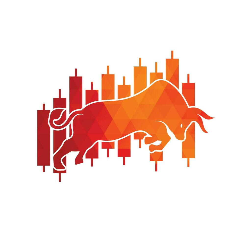 Bullish Trader Logo. Forex bull logo design template vector. Financial bull logo design. Trade Bull Chart. vector