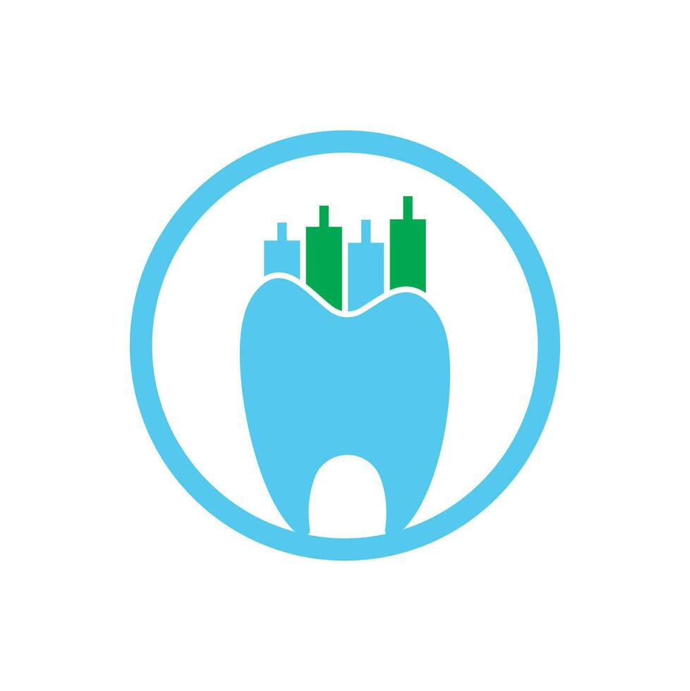 concepto de logotipo de icono de finanzas de dentista. plantilla de diseño de logotipo de vector de estadística dental.