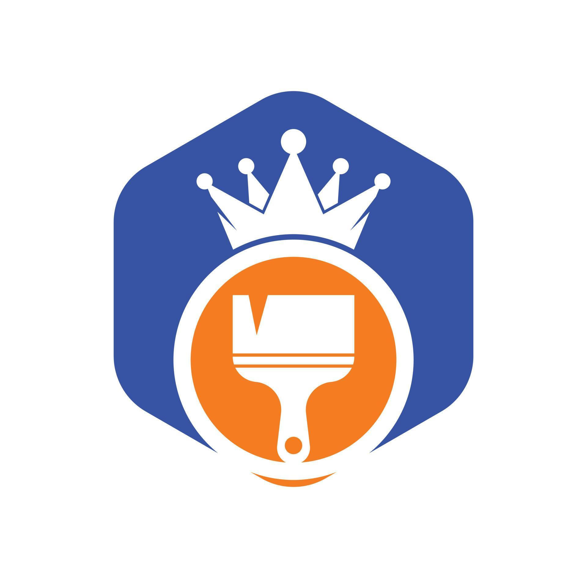 King paint vector logo design. Crown and paint brush icon. 12636729