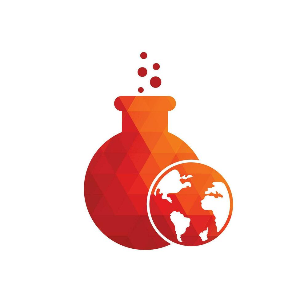 ilustración de plantilla de logotipo de laboratorio mundial. diseño de icono de logotipo de laboratorio de globo. vector