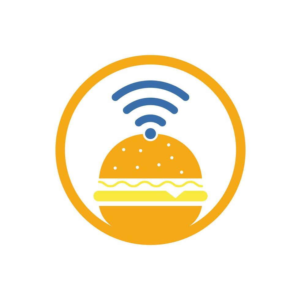 Wifi burger logo design vector icon. Hamburger and WiFi signal symbol or icon.