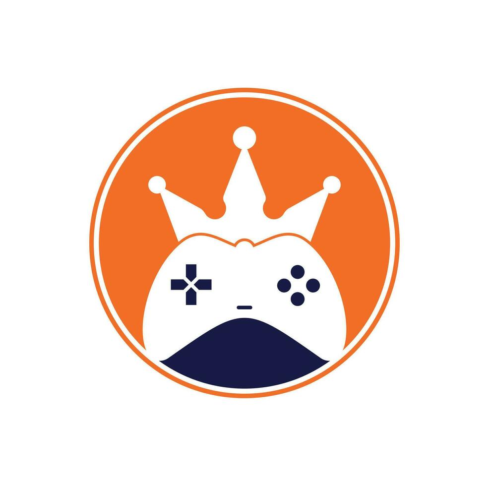 Game King Logo Icon Design. Gamepad king logo vector design illustration. Game Crown Joystick Icon Logo Template.