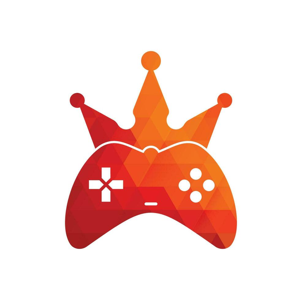 diseño del icono del logotipo del rey del juego. Ilustración de diseño vectorial del logotipo del rey del gamepad. plantilla de logotipo de icono de joystick de corona de juego. vector