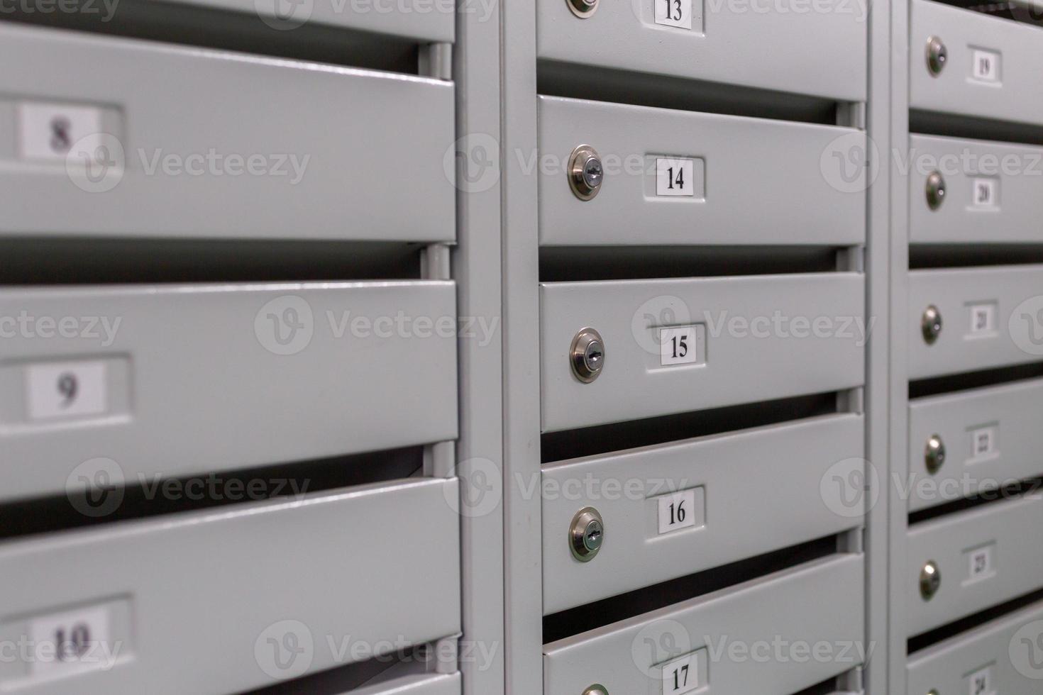 mailboxes on the landing of russian condominium photo