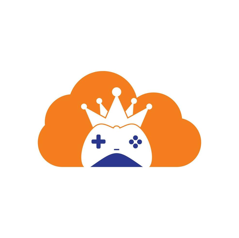 Game King cloud shape concept Logo Icon Design. Game Crown Joystick Icon Logo Template vector