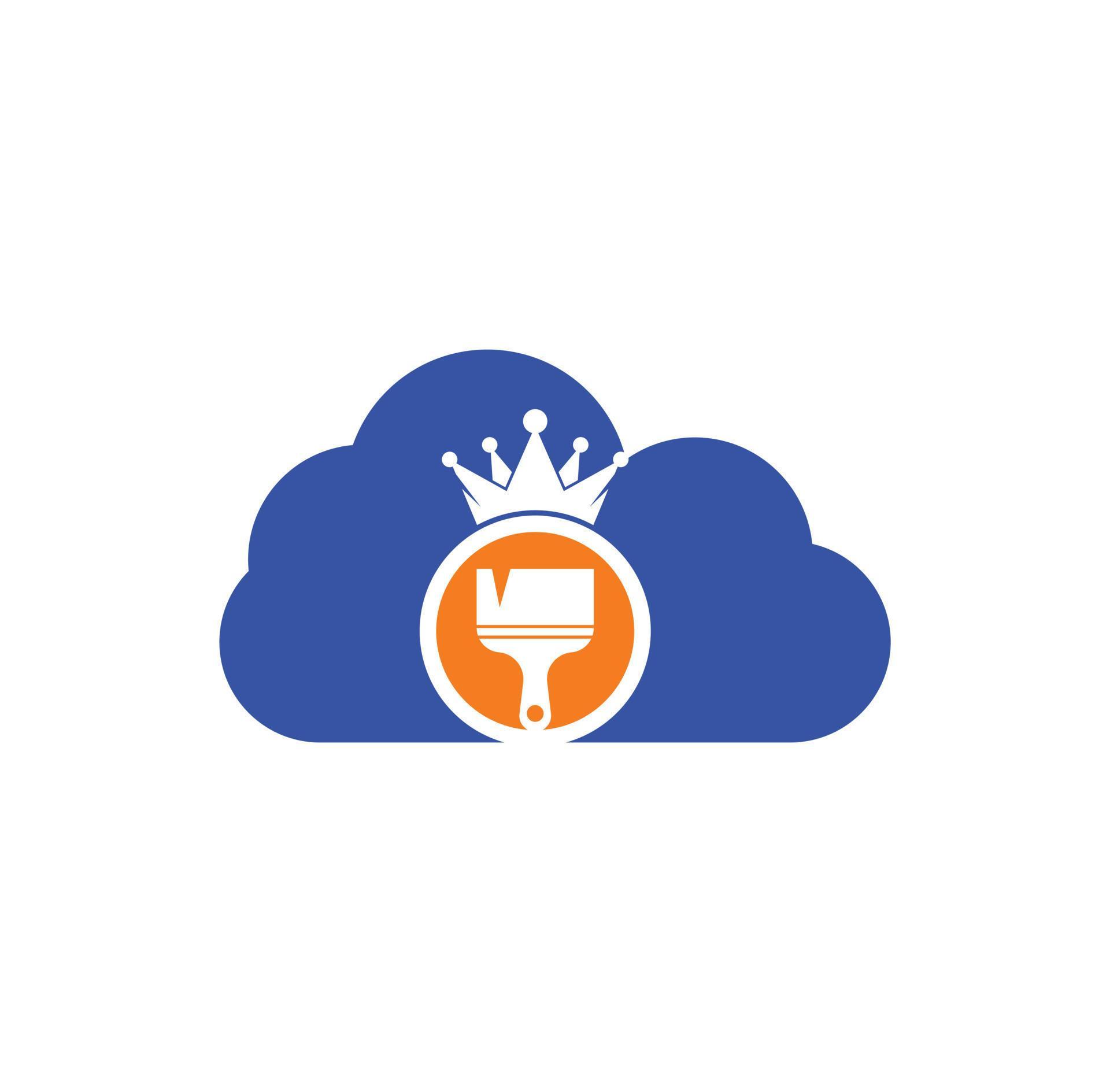 King paint and cloud shape concept vector logo design. Crown and paint