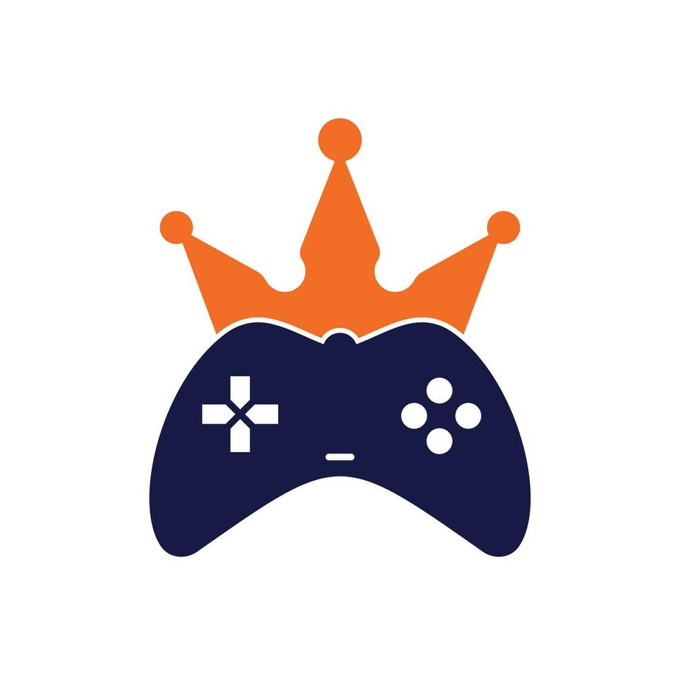 Game King Logo Icon Design. Gamepad king logo vector design illustration. Game Crown Joystick Icon Logo Template.